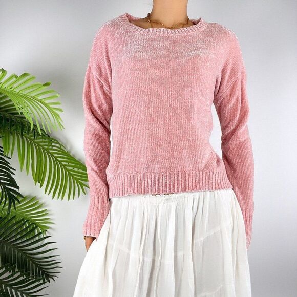Women's Vintage Y2K Pink Cozy Coquette Cottagecore Casual Knit Sweater Top / M - Picture 1 of 6